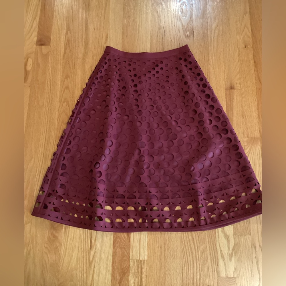J. Crew skirt with circle cutouts.